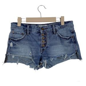 Free People Button Fly Cutoff Mini Denim Shorts